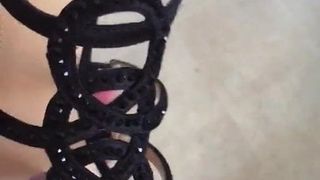Fucking  girlfriends black strappy heels