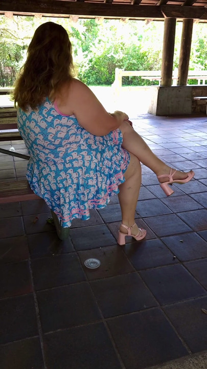 Jamdown26_da0603 - Hot Sexy BBW Walking Outdoors in the Park Wearing Mini Dress and Heels