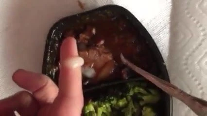 Cumming on Food 2 -Lean Cusine Beef tips with cum