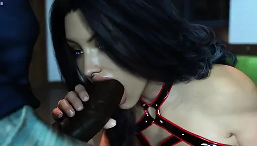 Милфа Анна сосет огромный черный член старика в баре и глотает сперму