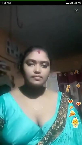 Tamil Indian BBW Blue Silky Blouse Live