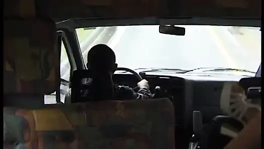 Blonde babe gets plowed in the car in a threesome