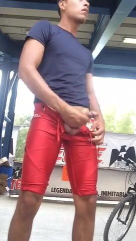 twink with a big cock jerking of in public