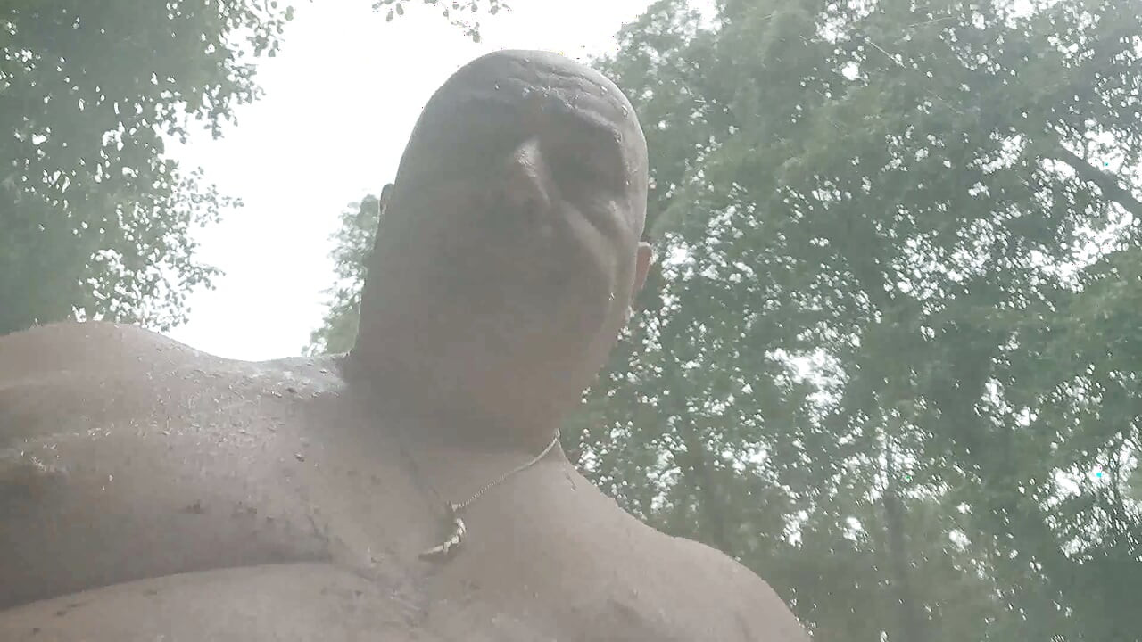Pascal, the good big pig exhibited from France, takes his foot and drinks his piss before cumming in the river under a delicious summer rain