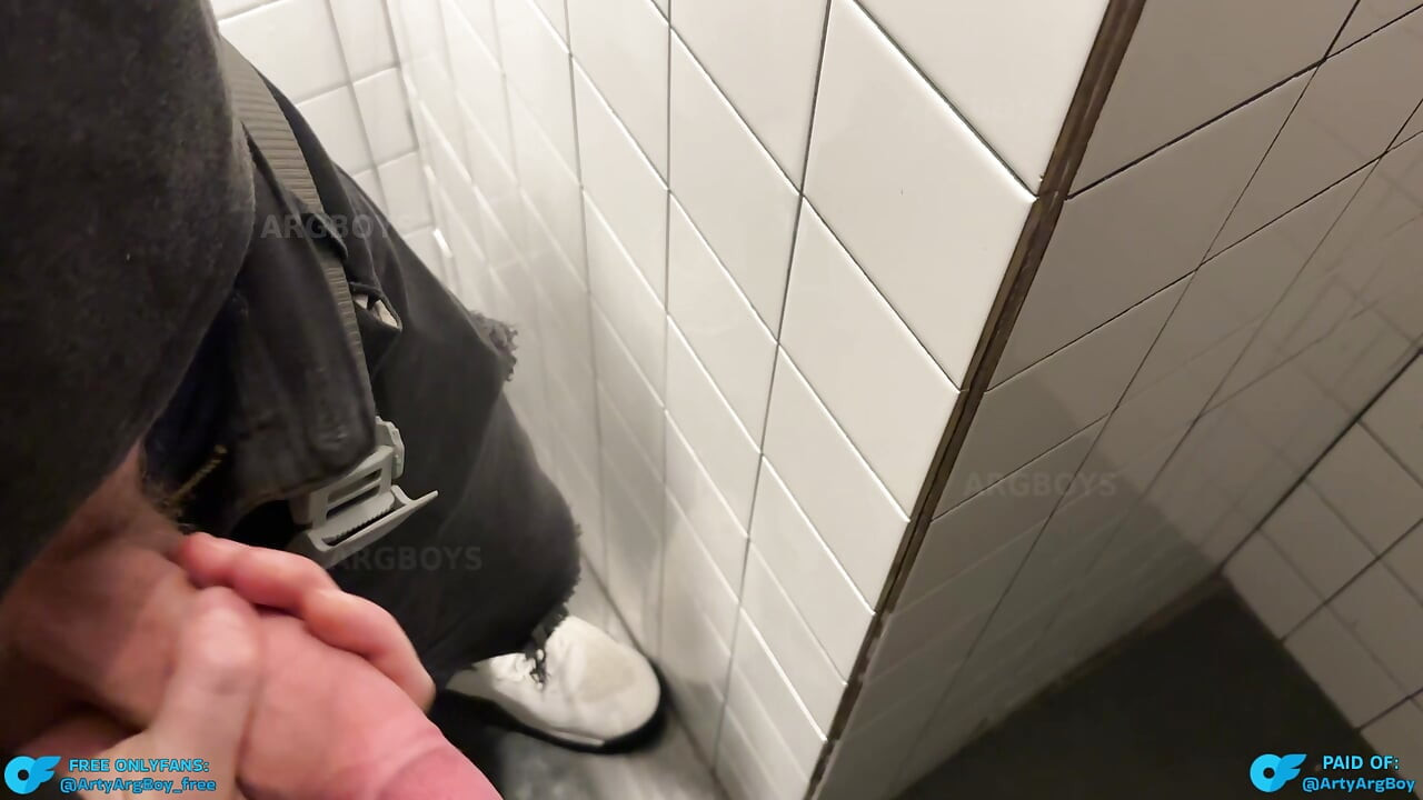 I Caught Straight Guy Jerking Off in Public Toilet and He Fucked me Rough