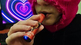 CUTE GIRL IN BALACLAVA VAPING TO MUSIC! SMOKING FETISH!