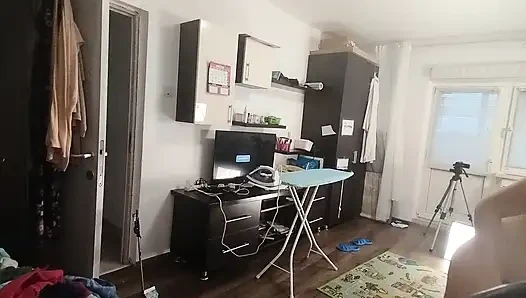 Sexy Brunette Doing Naked Chores Around the House