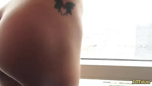 Born-Naked Thick Ass Latina Kat Dior Teases, Rides & Fucks Hard in Front of Window