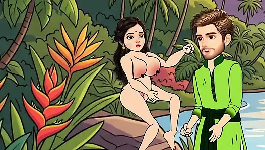 Man fucks woman with big cock in the forest, woman is very happy.