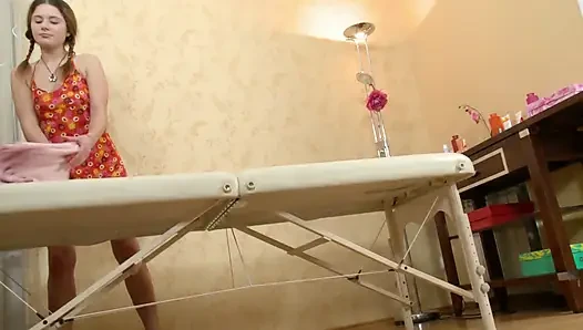 Oiled massage and ass fuck with a facial ending for the nasty teen