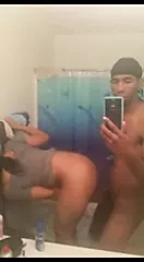 Indian Desi looking fucking Big Black Dick in the Bathroom