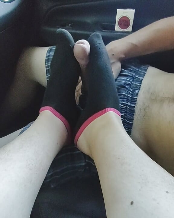 Public Footjob Sockjob With Black Girls' Ankle Socks - Cum On Socks