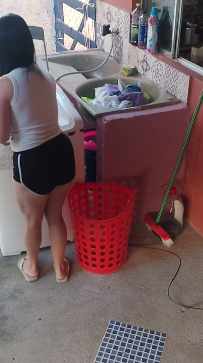 The boss left and the maid couldn't resist my erect dick | Clip 1