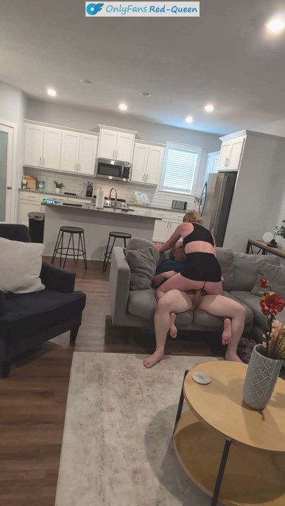 Cuckquean Selfie - Redhead Cuckold Wife Films Husband Fuck Blonde in Doggy | Clip 1