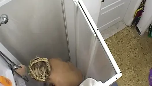 Two Blondes Wet Shower Touching and Body Play