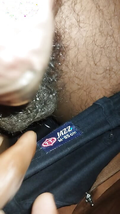 Asian boy massages her big black cock panis