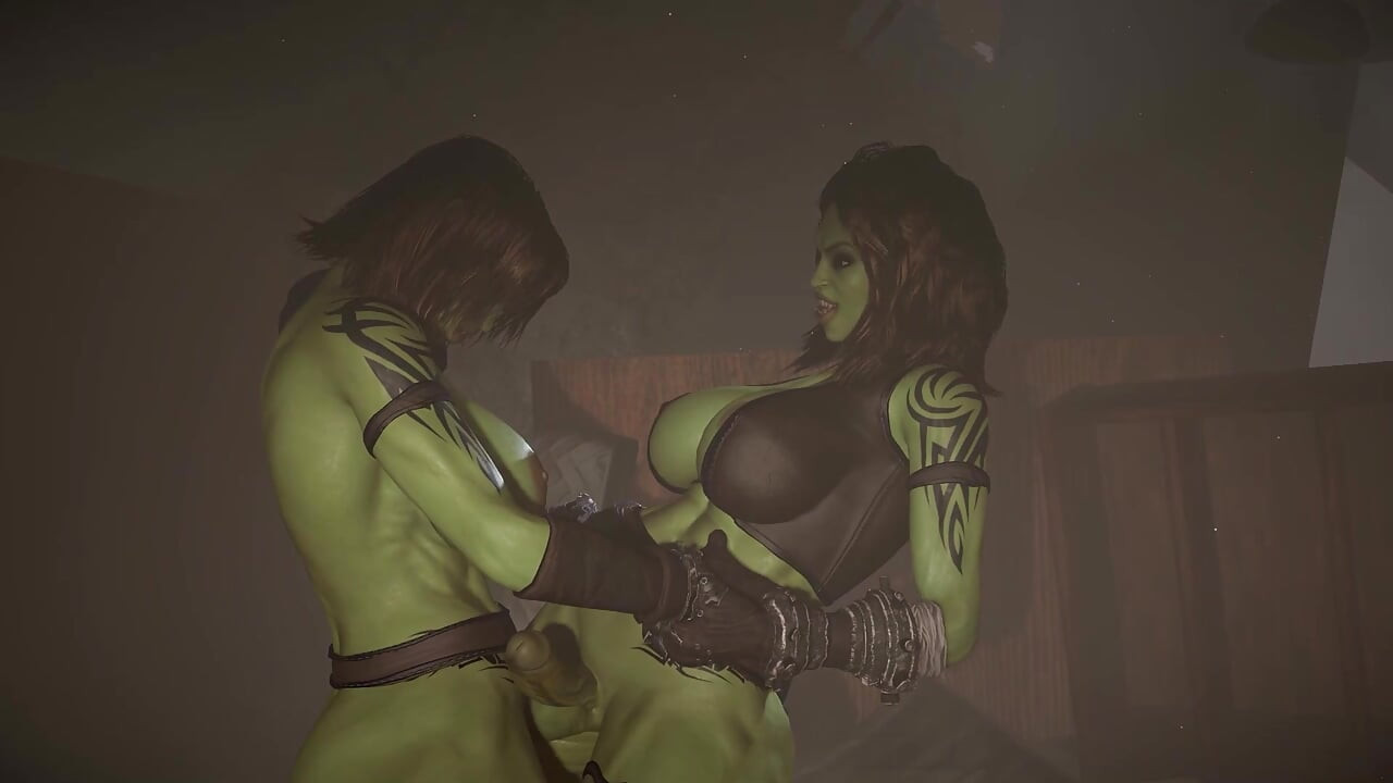 Drei Futa-Orks ficken hart in einem abanodned haus