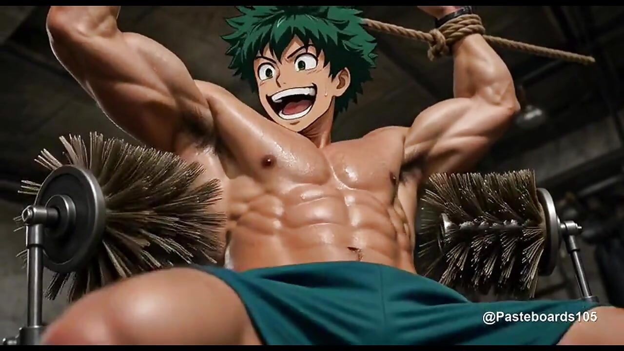 Strung Up By The Wrists - Spinning Brush Machines All Over His Armpits And Ribs (2D Anime Bara)