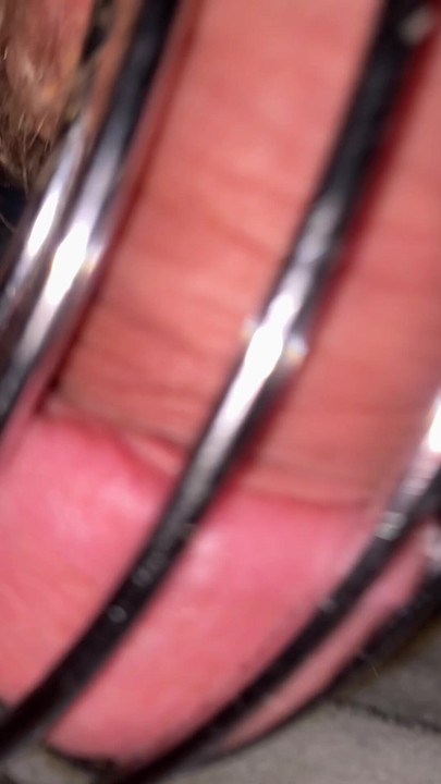 My cock a bound  in a cage