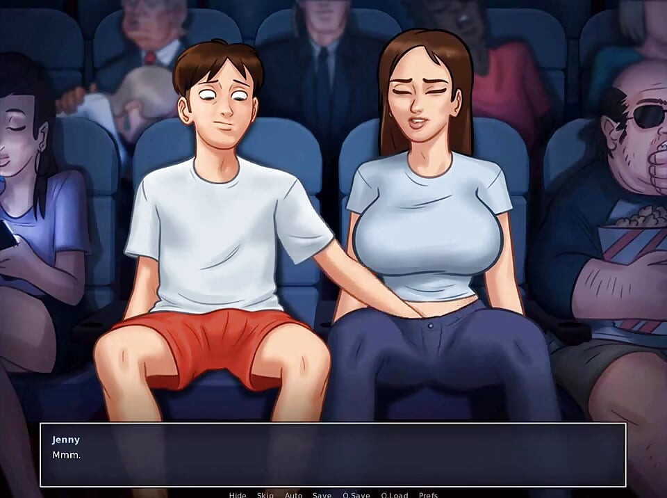 Summertime saga: stiefbrust fingert seine stiefschwester im kino