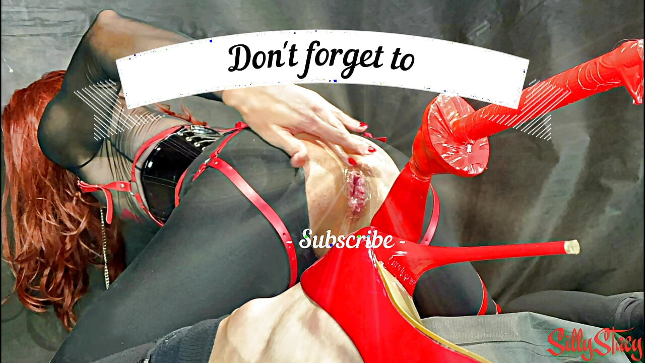 Sissy's Ass Make a War with a Big Red Rocket Dildo
