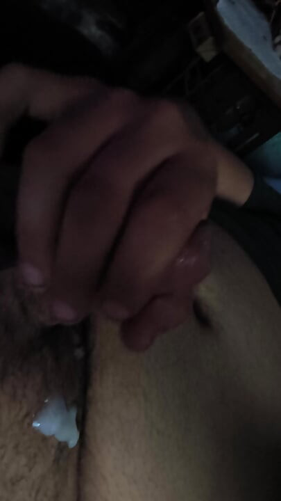 Chubby uncut cock cums