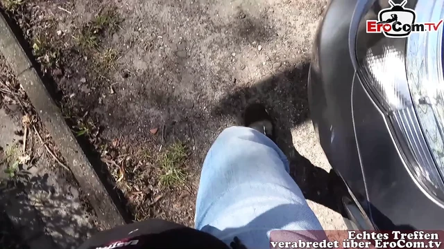 Brunette German Teen in black nylons during a real pov filmed fuck date