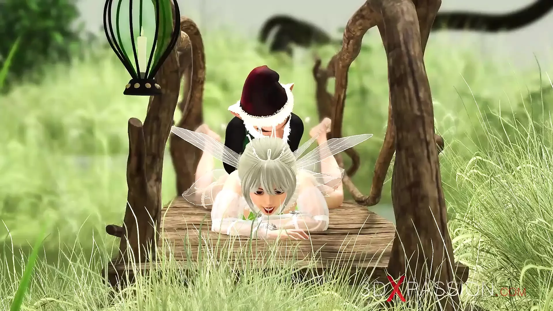 Hot sex! Horny beautiful fairy and gnome in the village