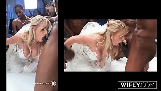 Wifey Bride Danielle Renae Gets Stretched Out in 5 BBC Gangbang While Hubby Watches