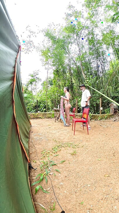 Strangers having sex at a public campsite.