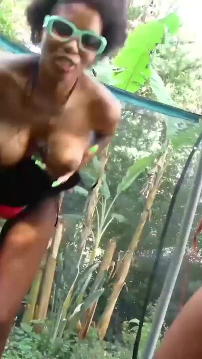 BIG TITS Black Besties play outdoors then gets exposed in Lesbian Dildo Anal Fucking | Clip 1