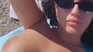 L0la 0rtiz showing her Big tits un a beach