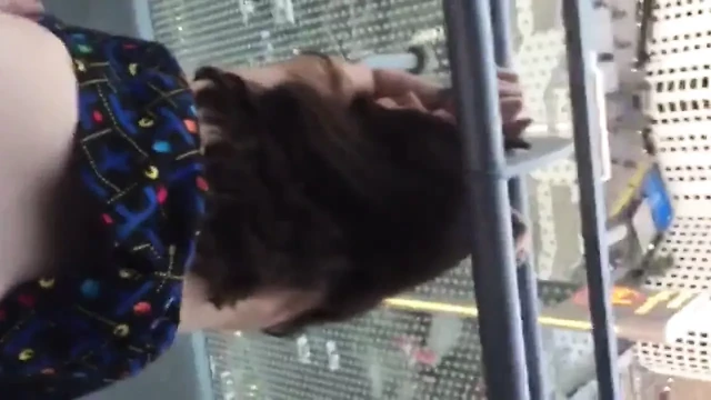 Our quick balcony fun in my Pac-Man skirt