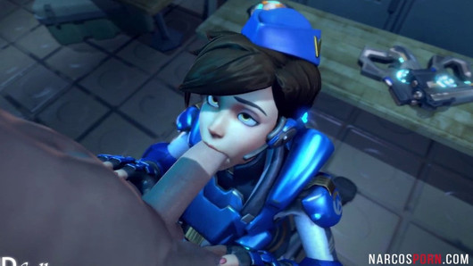 Naughty Tracer sucking and fucking hard and raw