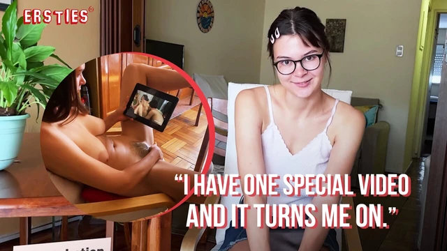 Ersties - Brunette Beauty Maiden Masturbates To a Sexy Threeway Video