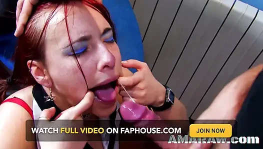College girl big ass redhead Tania Teen has rough sex on a couch