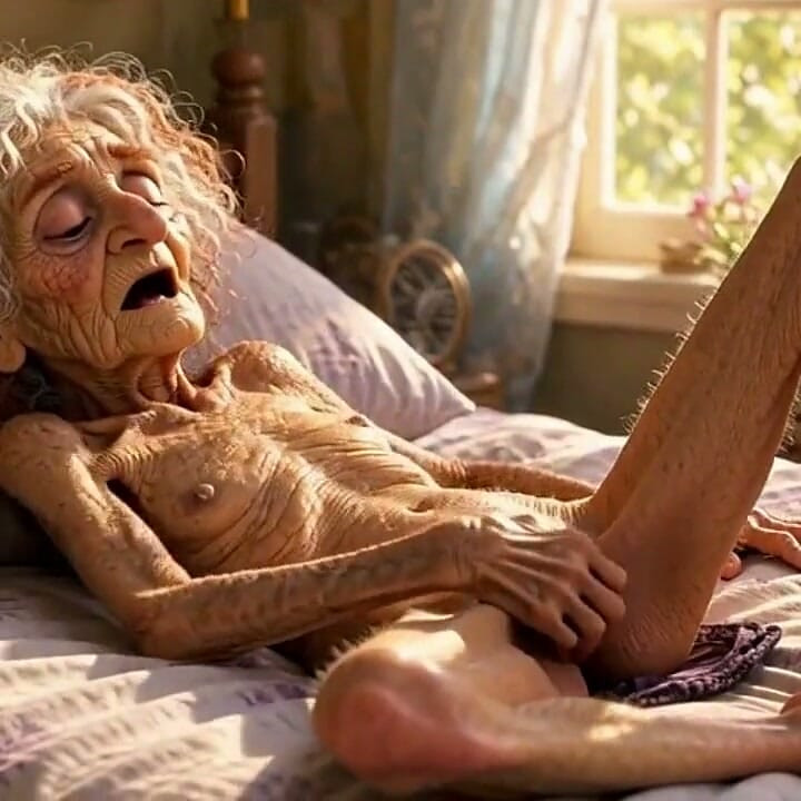 90 Year Old Woman Masturbates Her Wrinkled Ugly Pussy