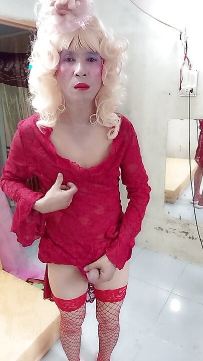Oanh Le transgender wearing a selfie cock terrier dress