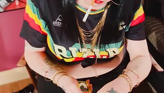 A British Tart Tina Snua Chain Smokes 2 Chinese Cigarettes With Match Light Up - Drifting Smoking OMI OME Snap Inhales