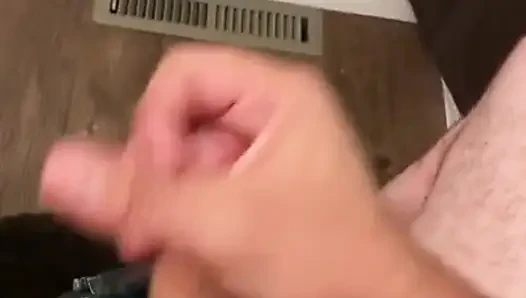 Snuck Into the Bathroom to Have a Quick Yank on My Big Cock and Release This Cum