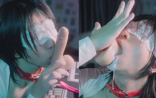 Asian Femboy Sloppy Deepthroat and Cumshot