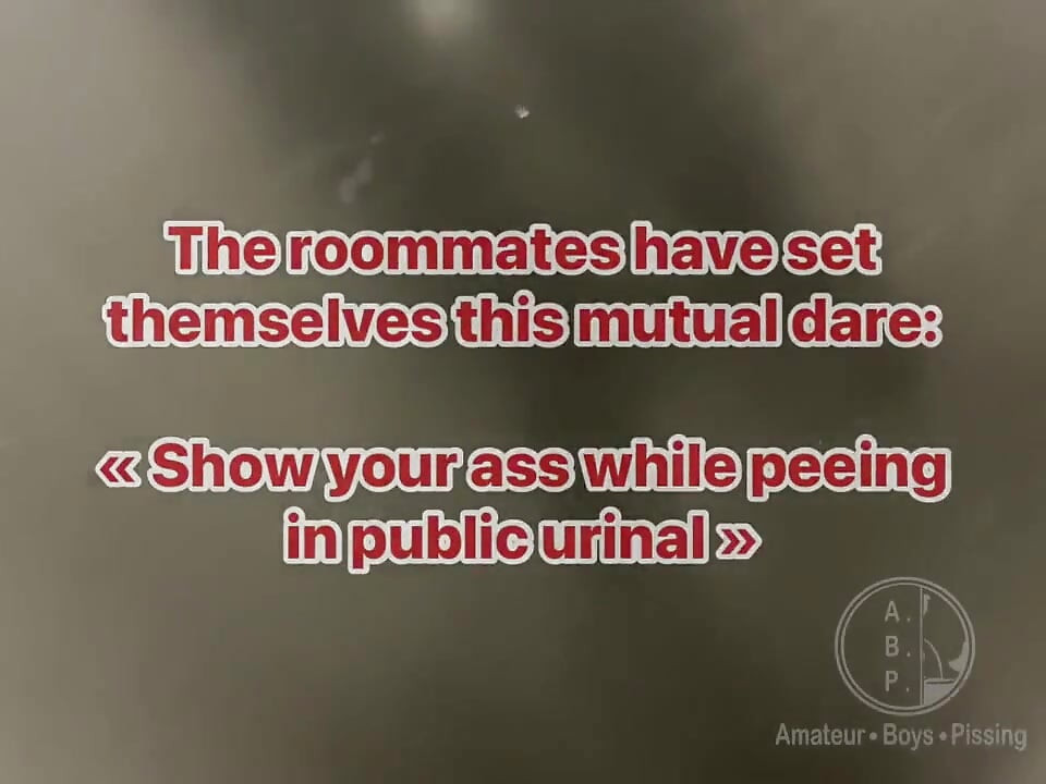 Homemade Roommates Mutual Dare Expose Your Ass While Peeing in Public Urinal