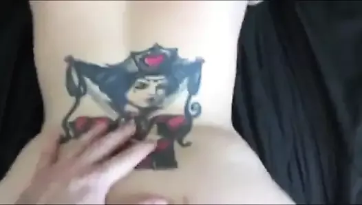 Tattooed goth slut Kasha Bella makes me cum twice