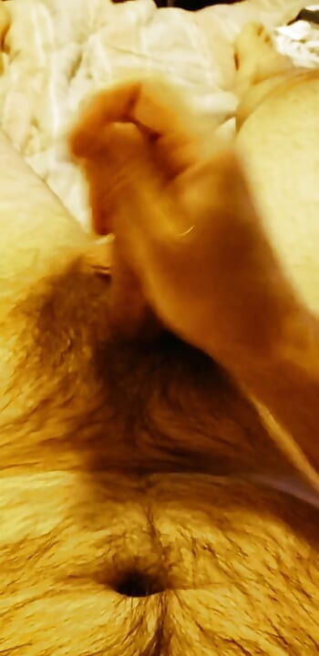 Solo Male Cumshot on Hairy Belly