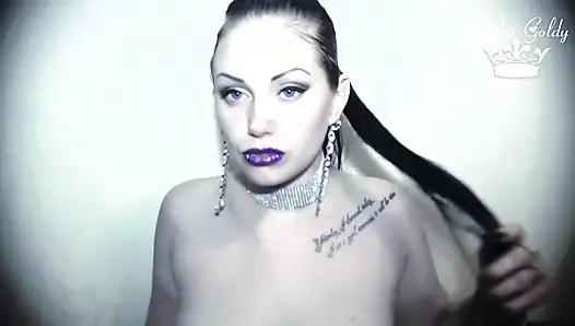Purple glittery kissing & lip smelling