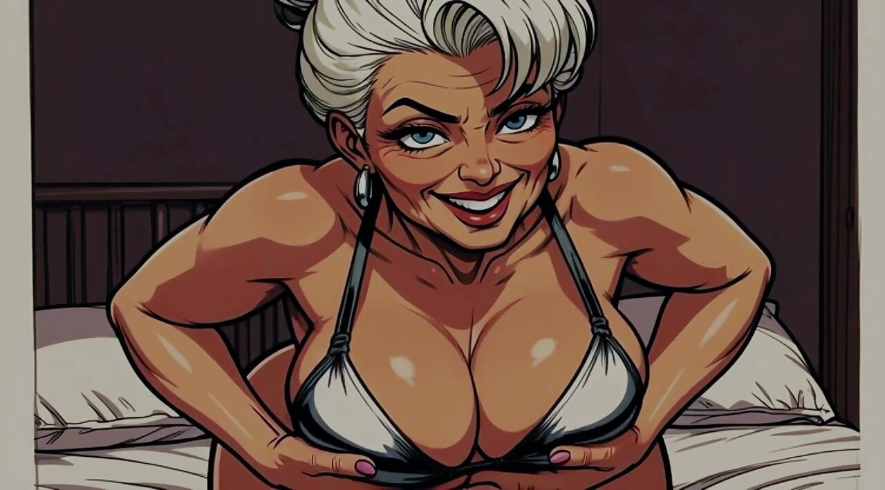 Ai Old Women in Bedroom Teasing and Flashing Tits