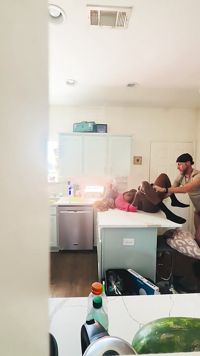 StepSon catches his ebony busty mom fucking the white neighbor.