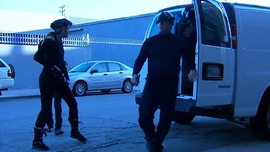Big titted babe gets fucked in the van