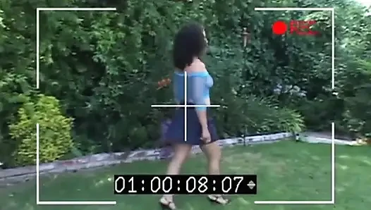 Huge black cock in ass...black and white in the garden