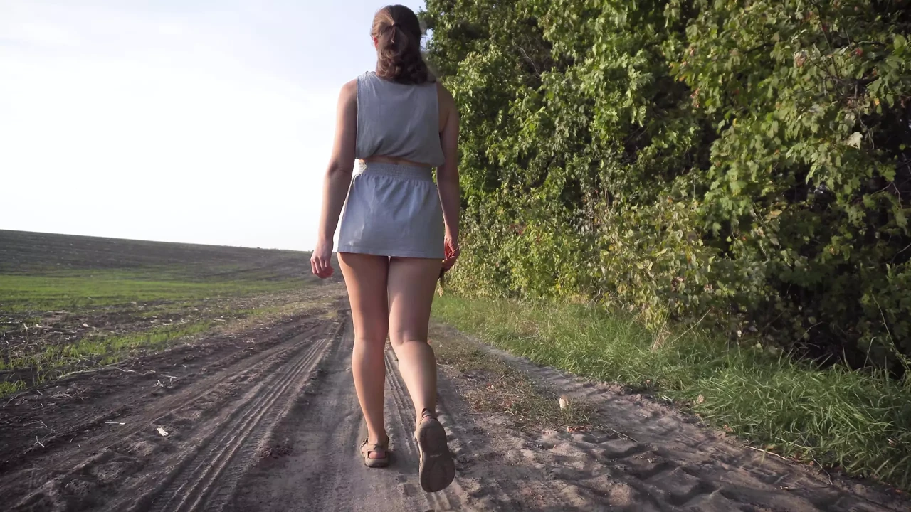 Walking Outdoors And Flashing Ass Under Skirt